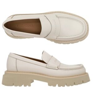 Salvatore Ferragamo Fergal Loafers Off White Leather Size 11 New